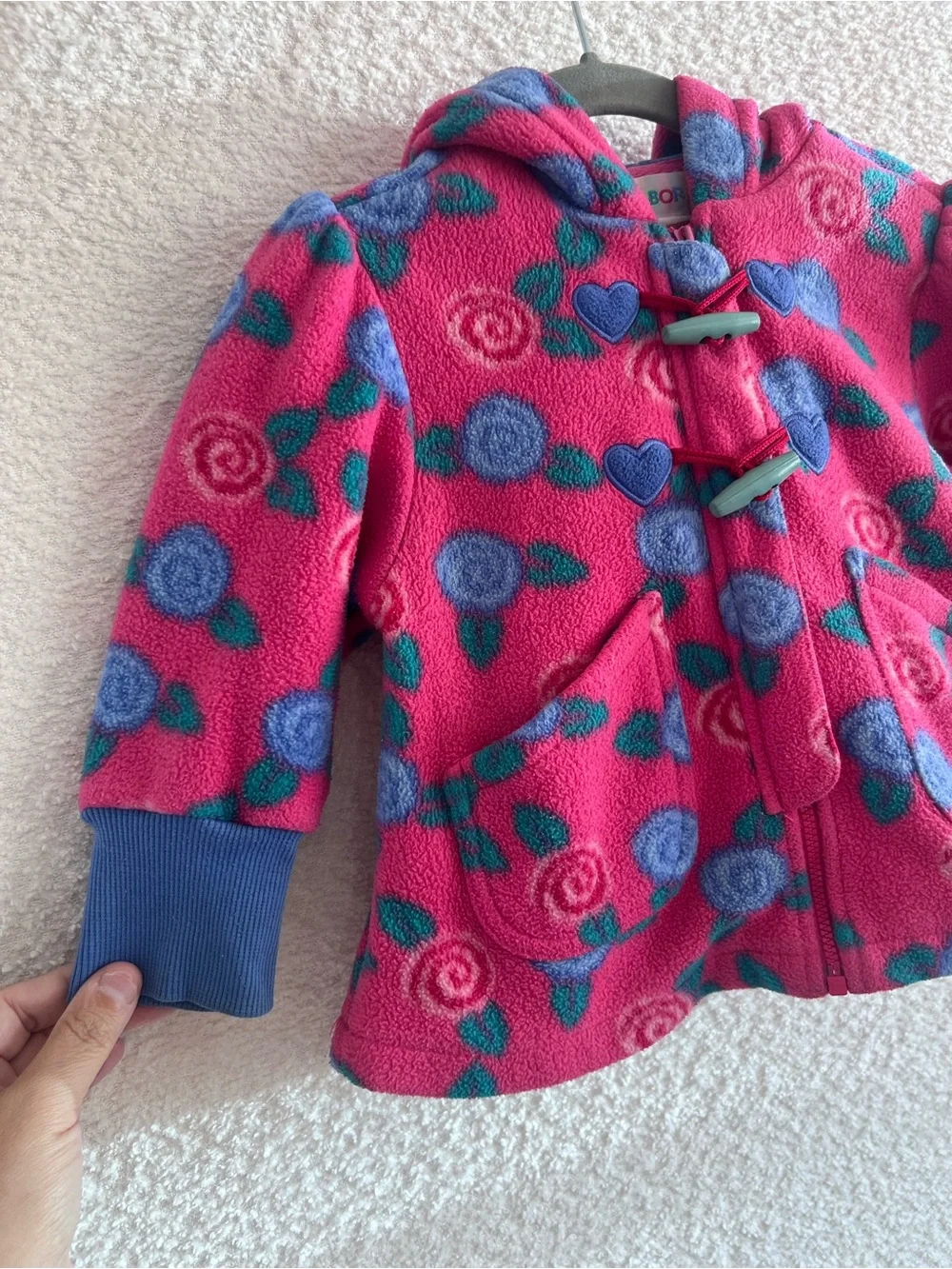 Gymboree Vintage Rainbow Tag Pink Fleece Jacket Hat Booties Bundle‎ Size 9-18 Mo
